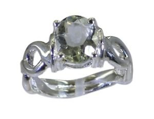 teasing Green Amethyst 925 sterling silver Green Ring jaipur L-1.2in US 5,6,7,8