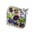bonnie Multi Gemstone Silver Multi Ring handmade  L-1in US 5,6,7,8