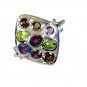 bonnie Multi Gemstone Silver Multi Ring handmade  L-1in US 5,6,7,8