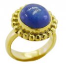 ideal Lapis Lazuli Gold Plated Blue Ring Designer L-1in US 5,6,7,8