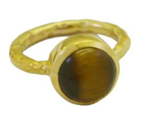 hot Tiger Eye Gold Plated Brown Ring jewellery L-1in US 5,6,7,8