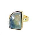 dazzling Prehnite Copper Green Ring gemstone L-1in US 5,6,7,8