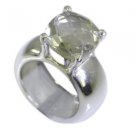 magnificent Green Amethyst Silver Green Ring gemstones L-1in US 5,6,7,8