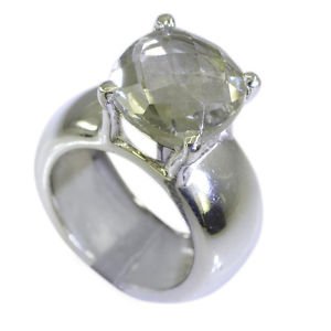 magnificent Green Amethyst Silver Green Ring gemstones L-1in US 5,6,7,8
