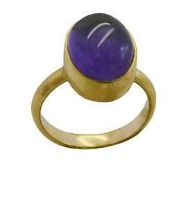 slightly Amethyst Gold Plated Purple Ring Designer L-1in US 5,6,7,8