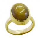 flashy Tiger Eye Gold Plated Brown Ring supplies L-1in US 5,6,7,8