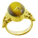 ravishing Tiger Eye Gold Plated Brown Ring jewellery L-1in US 5,6,7,8