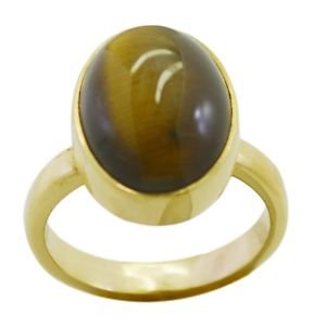 glossy Tiger Eye Gold Plated Brown Ring supply L-1in US 5,6,7,8