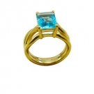 fair Blue Topaz CZ Copper Blue Ring indian L-1in US 5,6,7,8