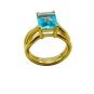 fair Blue Topaz CZ Copper Blue Ring indian L-1in US 5,6,7,8