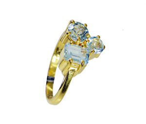 fair Blue Topaz CZ Copper Blue Ring jaipur L-1in US 5,6,7,8