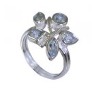 drop-dead Blue Topaz Silver Blue Ring handcrafted L-1in US 5,6,7,8