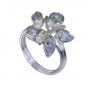 drop-dead Blue Topaz Silver Blue Ring handcrafted L-1in US 5,6,7,8