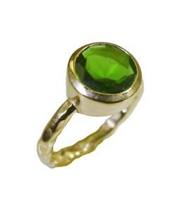 goodly Emerald CZ  Gold Plated Green Ring wholesale L-1in US 5,6,7,8