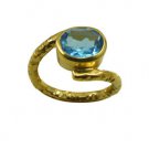 cute Blue Topaz CZ Copper Blue Ring indian L-1in US 5,6,7,8