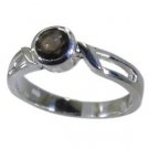 beauteous Smoky Quartz  925 sterling silver Brown Ring handcrafted L-1.2in US 5,