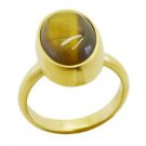 studly Tiger Eye Gold Plated Brown Ring exporter L-1in US 5,6,7,8