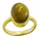 bewitching Tiger Eye Gold Plated Brown Ring handcrafted L-1in US 5,6,7,8