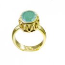 ravishing Indian Emerald Gold Plated Green Ring gemstone L-1in US 5,6,7,8