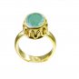 ravishing Indian Emerald Gold Plated Green Ring gemstone L-1in US 5,6,7,8