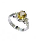 ravishing Citrine Silver Yellow Ring Designer L-1in US 5,6,7,8