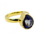 dollish Blue Mystic Quartz Copper Blue Ring gemstone L-1in US 5,6,7,8