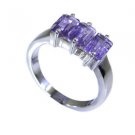 flashy Amethyst Silver Purple Ring Designer L-1in US 5,6,7,8