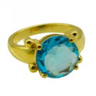 pulchritudinous Blue Topaz CZ Copper Blue Ring Designer L-1in US 5,6,7,8