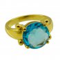 pulchritudinous Blue Topaz CZ Copper Blue Ring Designer L-1in US 5,6,7,8