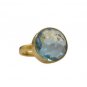 bewitching Blue Topaz CZ Copper Blue Ring handmade  L-1in US 5,6,7,8