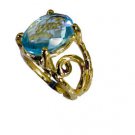 dishy Blue Topaz Copper Blue Ring jewelry L-1in US 5,6,7,8