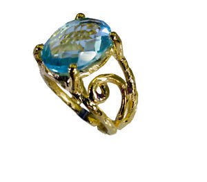 dishy Blue Topaz Copper Blue Ring jewelry L-1in US 5,6,7,8