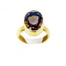 sightly Smoky Quartz Copper Brown Ring handmade  L-1in US 5,6,7,8