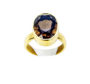 sightly Smoky Quartz Copper Brown Ring handmade  L-1in US 5,6,7,8