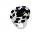 pleasing Black onyx Silver Black Ring wholesale L-1in US 5,6,7,8