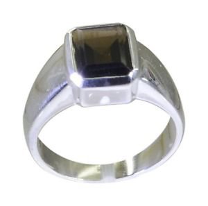 fine Smoky Quartz 925 Sterling Silver Brown Ring supply L-1in US 5,6,7,8