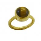 pleasing Tiger Eye Gold Plated Brown Ring indian L-1in US 5,6,7,8