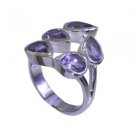 elegant Amethyst Silver Purple Ring gemstones L-1in US 5,6,7,8