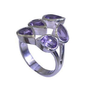 elegant Amethyst Silver Purple Ring gemstones L-1in US 5,6,7,8