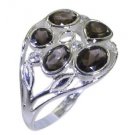 graceful Smoky Quartz  925 sterling silver Brown Ring wholesale L-1.2in US 5,6,7