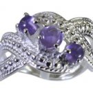 fine Amethyst 925 Sterling Silver Purple Ring gemstone L-1in US 5,6,7,8