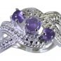 fine Amethyst 925 Sterling Silver Purple Ring gemstone L-1in US 5,6,7,8