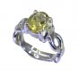 alluring Lemon quartz 925 Sterling  Yellow Ring Designer L-1in US 5,6,7,8