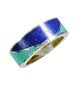 prettyish Turquoise Silver Turquoise Ring jewellery L-1in US 5,6,7,8