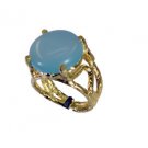 sublime Blue Chalcedony Copper Blue Ring gemstones L-1in US 5,6,7,8