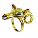 stunning Blue Topaz CZ Copper Blue Ring gemstone L-1in US 5,6,7,8