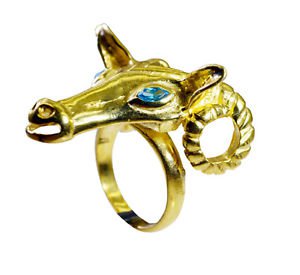 stunning Blue Topaz CZ Copper Blue Ring gemstone L-1in US 5,6,7,8