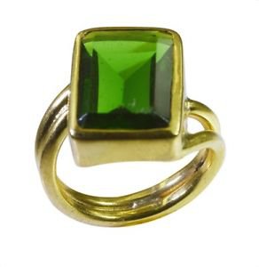 good Emerald CZ  Gold Plated Green Ring supply L-1in US 5,6,7,8