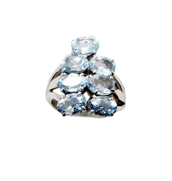 symmetrical Blue Topaz Silver Blue Ring jaipur L-1in US 5,6,7,8