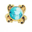 tasty Turquoise Copper Turquoise Ring handcrafted L-1in US 5,6,7,8